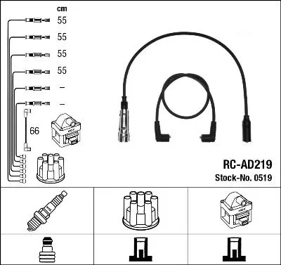 Handler.Part Ignition cable kit NGK 0519 1