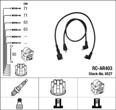 Handler.Part Ignition cable kit NGK 0527 1