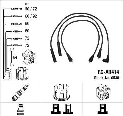 Handler.Part Ignition cable kit NGK 0538 1