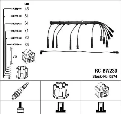 Handler.Part Ignition cable kit NGK 0574 1