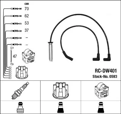 Handler.Part Ignition cable kit NGK 0593 1