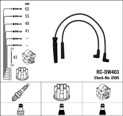 Handler.Part Ignition cable kit NGK 0595 1