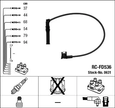 Handler.Part Ignition cable kit NGK 0631 1