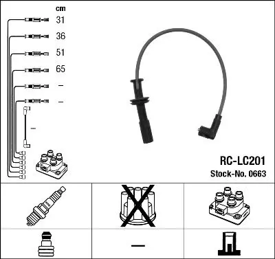 Handler.Part Ignition cable kit NGK 0663 1