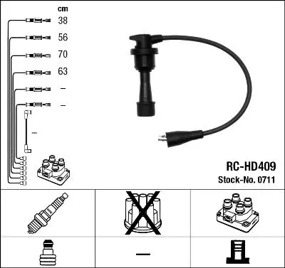 Handler.Part Ignition cable kit NGK 0711 1