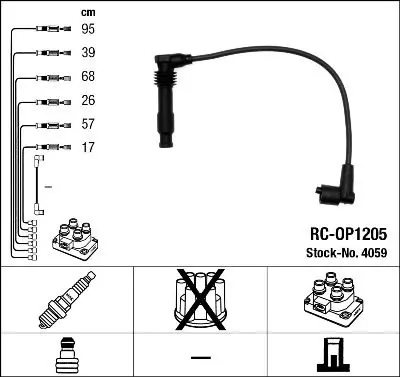 Handler.Part Ignition cable kit NGK 4059 1