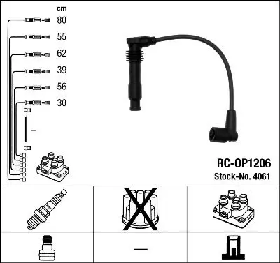 Handler.Part Ignition cable kit NGK 4061 1