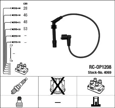 Handler.Part Ignition cable kit NGK 4069 1