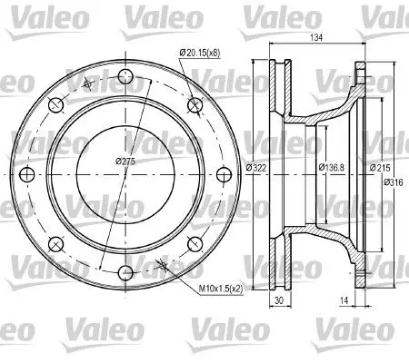 Handler.Part Brake disc Valeo 187060 1