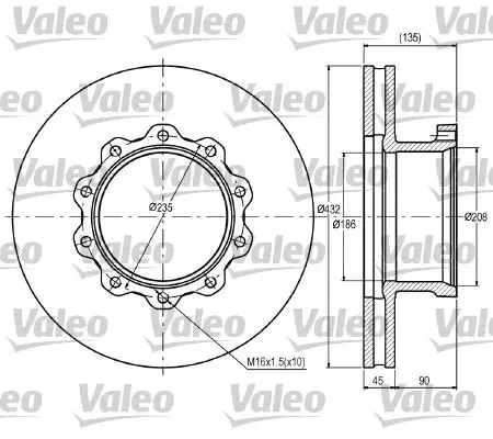 Handler.Part Brake disc Valeo 187076 1