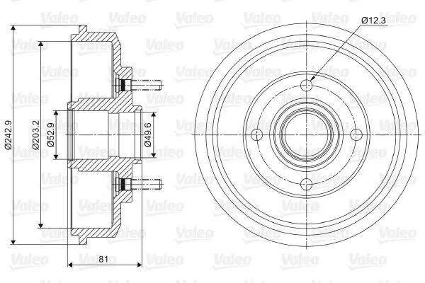 Handler.Part Brake drum Valeo 237012 1