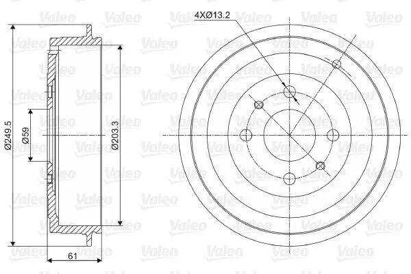 Handler.Part Brake drum Valeo 237021 1