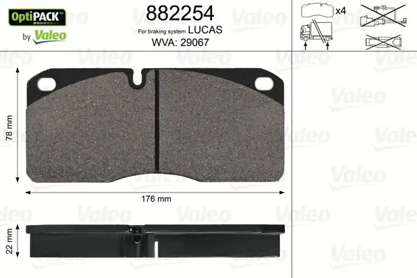 Handler.Part Brake pad set, disc brake Valeo 882254 1