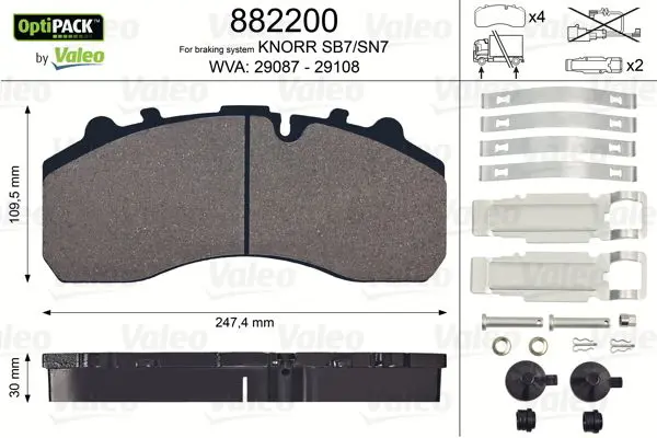 Handler.Part Brake pad set, disc brake Valeo 882200 1