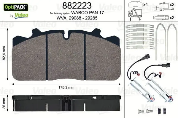 Handler.Part Brake pad set, disc brake Valeo 882223 1