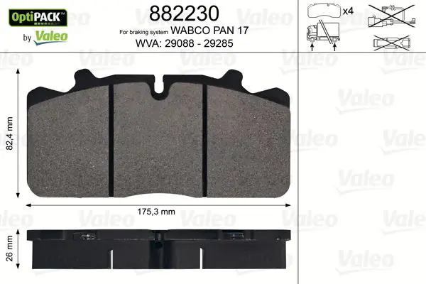 Handler.Part Brake pad set, disc brake Valeo 882230 1