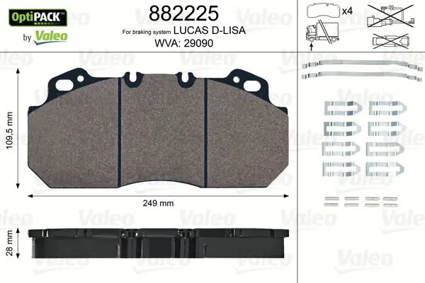 Handler.Part Brake pad set, disc brake Valeo 882225 1