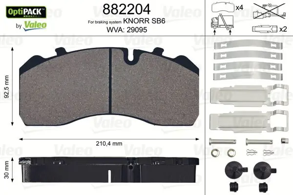 Handler.Part Brake pad set, disc brake Valeo 882204 1