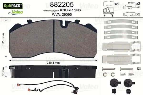 Handler.Part Brake pad set, disc brake Valeo 882205 1