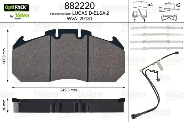 Handler.Part Brake pad set, disc brake Valeo 882220 1