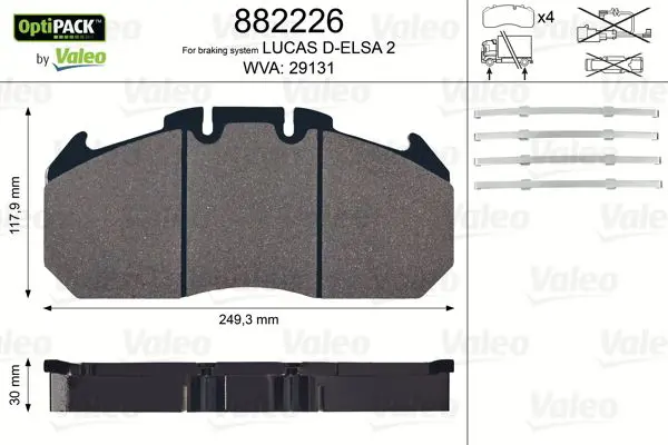 Handler.Part Brake pad set, disc brake Valeo 882226 1