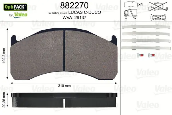 Handler.Part Brake pad set, disc brake Valeo 882270 1