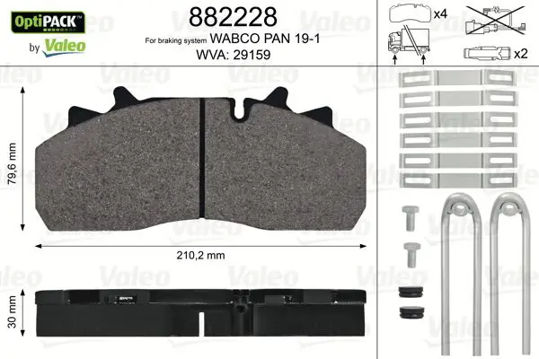 Handler.Part Brake pad set, disc brake Valeo 882228 1