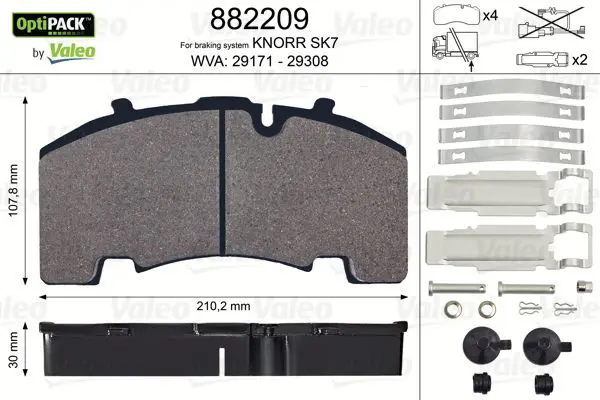 Handler.Part Brake pad set, disc brake Valeo 882209 1