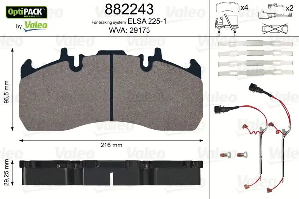 Handler.Part Brake pad set, disc brake Valeo 882243 1