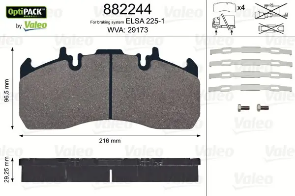 Handler.Part Brake pad set, disc brake Valeo 882244 1