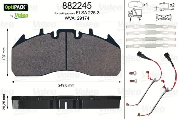 Handler.Part Brake pad set, disc brake Valeo 882245 1