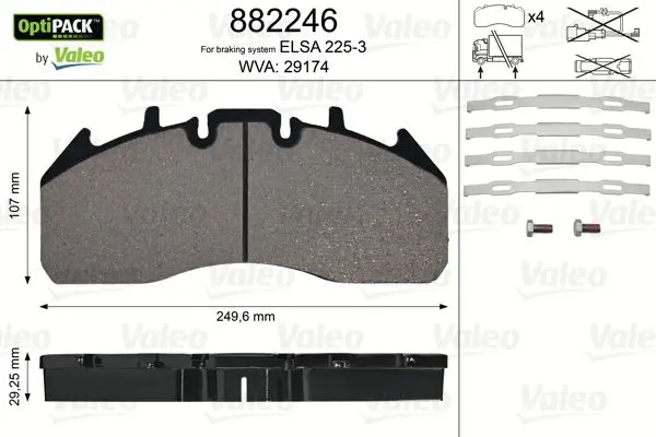 Handler.Part Brake pad set, disc brake Valeo 882246 1