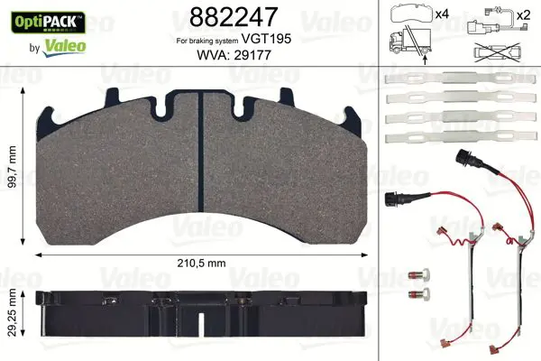 Handler.Part Brake pad set, disc brake Valeo 882247 1