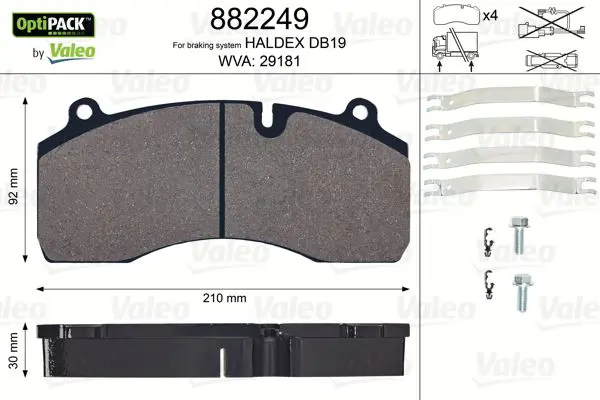 Handler.Part Brake pad set, disc brake Valeo 882249 1