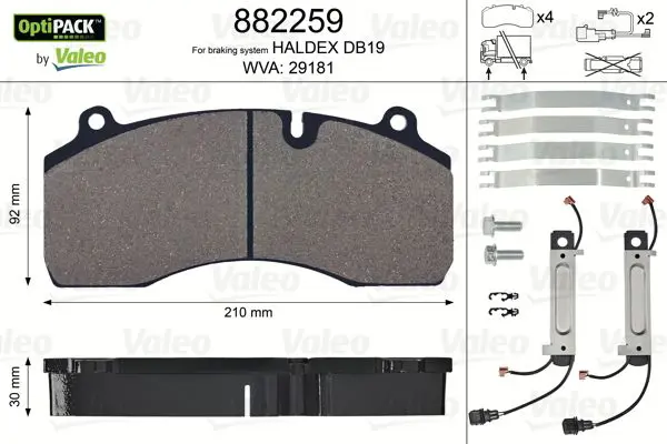 Handler.Part Brake pad set, disc brake Valeo 882259 1