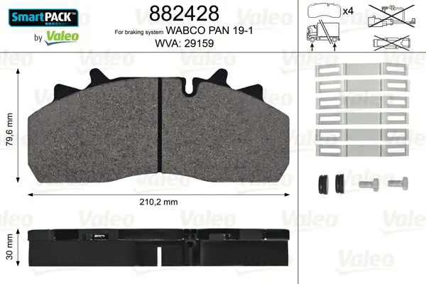 Handler.Part Brake pad set, disc brake Valeo 882428 1