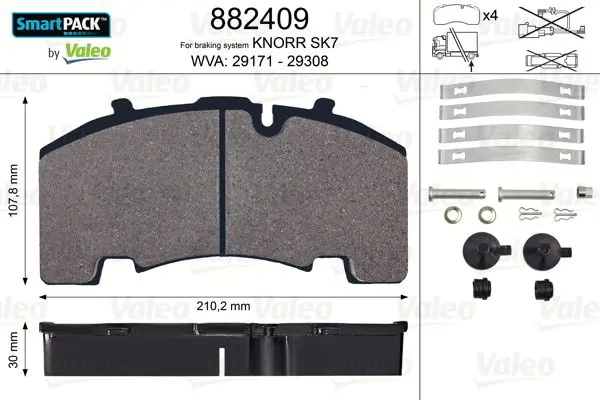 Handler.Part Brake pad set, disc brake Valeo 882409 1