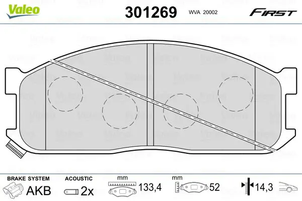 Handler.Part Brake pad set, disc brake Valeo 301269 1