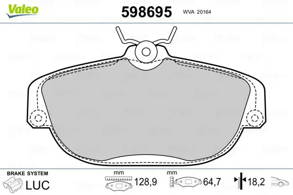 Handler.Part Brake pad set, disc brake Valeo 598695 1