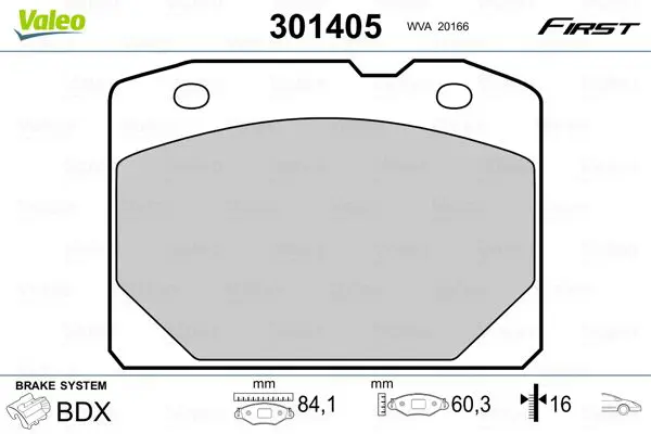 Handler.Part Brake pad set, disc brake Valeo 301405 1