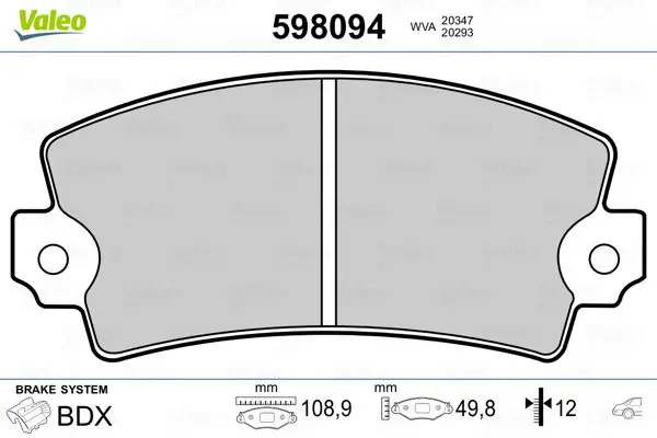 Handler.Part Brake pad set, disc brake Valeo 598094 1