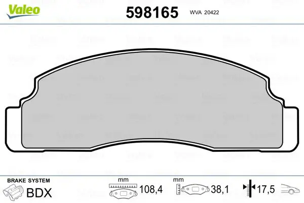 Handler.Part Brake pad set, disc brake Valeo 598165 1