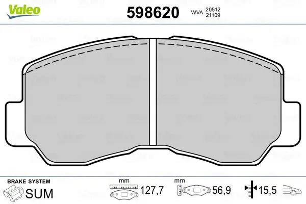 Handler.Part Brake pad set, disc brake Valeo 598620 1