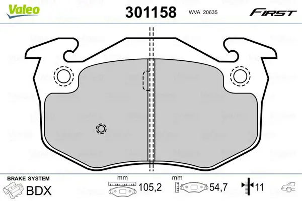 Handler.Part Brake pad set, disc brake Valeo 301158 1