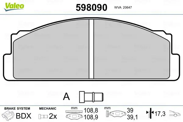 Handler.Part Brake pad set, disc brake Valeo 598090 1