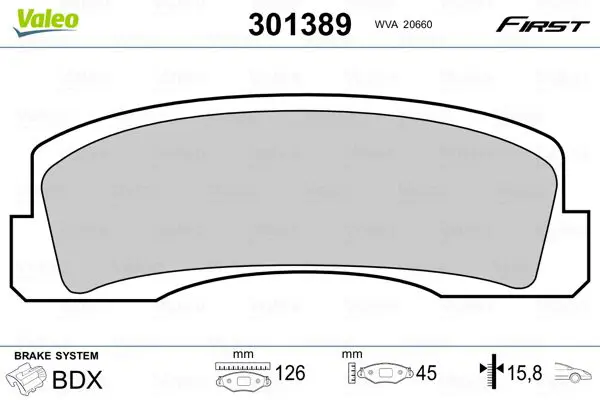 Handler.Part Brake pad set, disc brake Valeo 301389 1