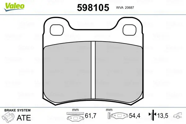 Handler.Part Brake pad set, disc brake Valeo 598105 1