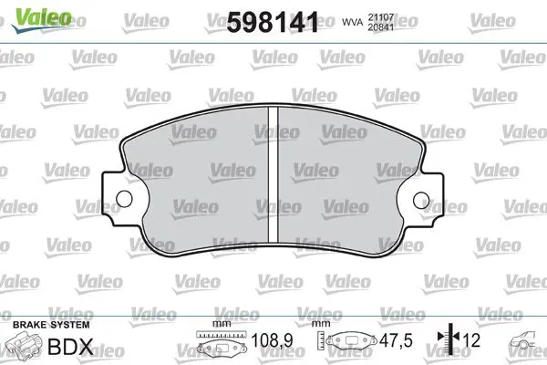 Handler.Part Brake pad set, disc brake Valeo 598141 1