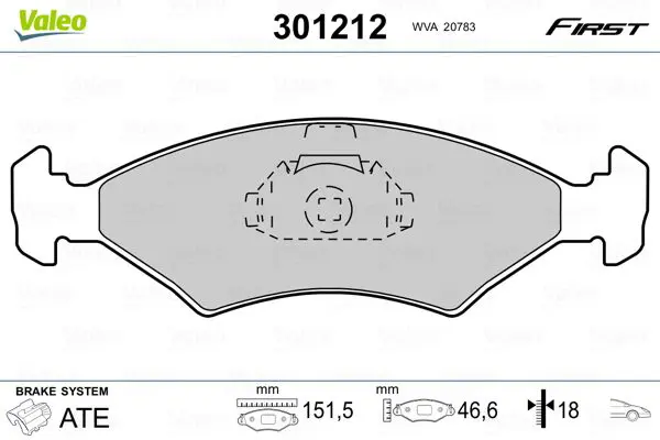 Handler.Part Brake pad set, disc brake Valeo 301212 1