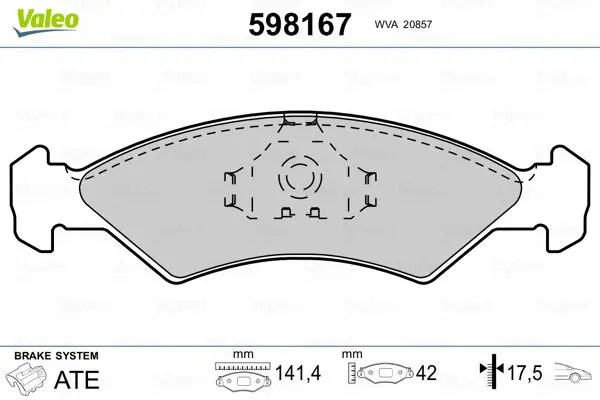 Handler.Part Brake pad set, disc brake Valeo 598167 1